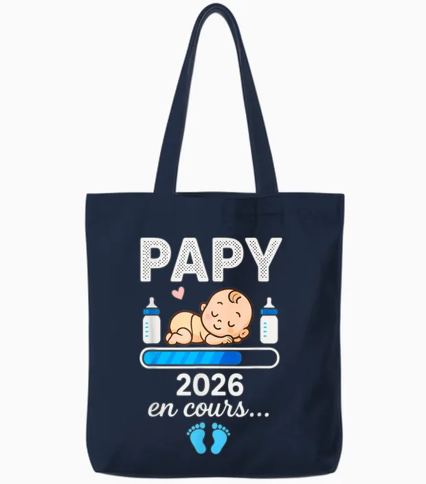 Grandpa Pregnancy Announcement 2026 for Future Grandparents Tote Bags in Navy