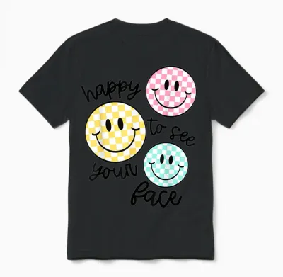 Happy to See Your Face Smile Face Teacher Back to School Unisex T-Shirt - Black