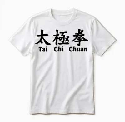 Tai Ji Quan Script Horizontal with Text Unisex T-Shirt - White