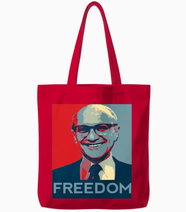 Milton Friedman Tote Bags in Red