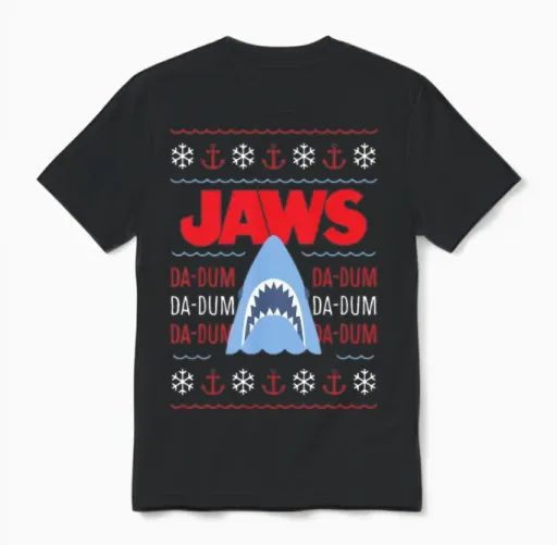 Jaws Distressed Da-Dum Da-Dum Unisex T-Shirt in Black