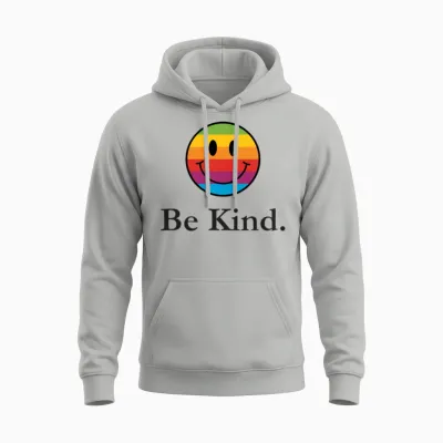 Be Kind Smile Face Retro Unisex Hoodie - Ash