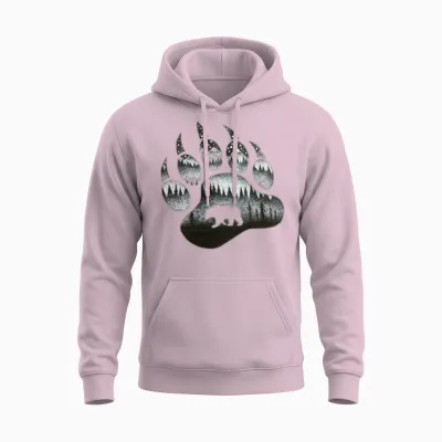 Bear Paw Unisex Hoodie - Light Pink