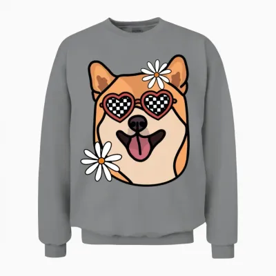 Shiba Retro Dog Unisex Sweatshirt - Sport Grey