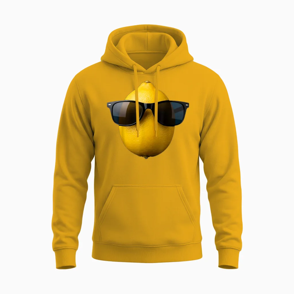 Coole Zitrone Trägt Sonnenbrille Lustiges Obst Unisex Hoodie in Gold