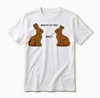 Mein Po Tut Weh! Was? Lustiger Schokoladenhase Meme Ostern T-Shirt, White Unisex T-Shirt - White