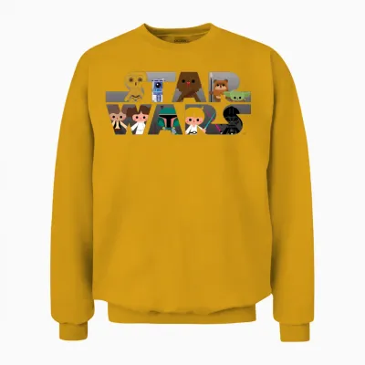 Star Wars Kawaii Logo Multi-Character Unisex Sweatshirt - Gold