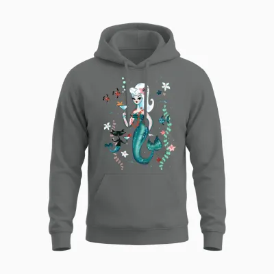 Martini Mermaid Blonde Unisex Hoodie - Graphite Heather