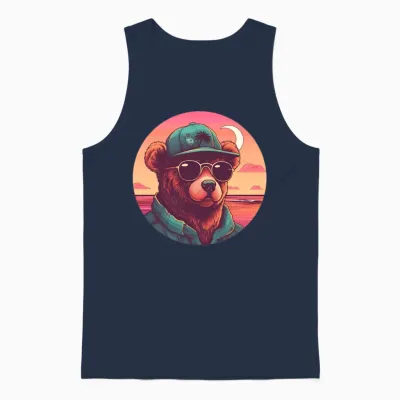 Style Bear Lovers Retro Unisex Tank Top - Navy