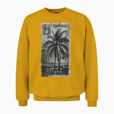 Palm Trees Palm Tree Beach Sea Sun Holiday Summer Unisex Sweatshirt - Gold