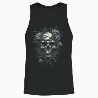 Totenkopf Mit Rosen Und Dornen - Gothic Unisex Tank Top - Black