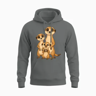 Meerkat with Family Cute Meerkat with Mum & Dad Unisex Hoodie - Graphite Heather