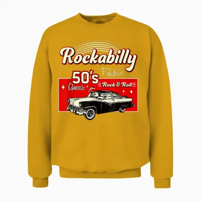 Rockabilly Style Hop Fifties Doo Wop Music Gifts T-Shirt, Black, S Unisex Sweatshirt - Gold