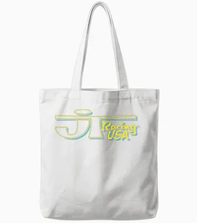 Yellow and Blue Jt Racing Logo T-Shirt, Black, S Tote Bags - White
