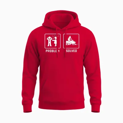 Funny Snowmobile Rider Problem Solved Unisex Hoodie - Red