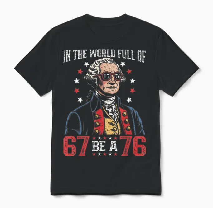 In the World Full of 67 to Be a 76 George Washington 67 Meme Unisex T-Shirt in Black