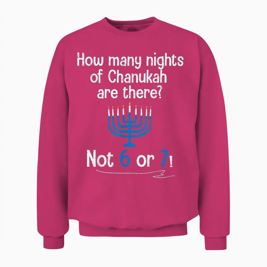 Hanukkah 67 Six Seven Meme Dreidel Jewish Menorah Chanukah Unisex Sweatshirt in Heliconia