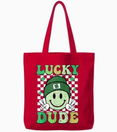 Lucky Dude St Patrick's Day Sunglasses with Lucky Shamrock Tote Bags - Red