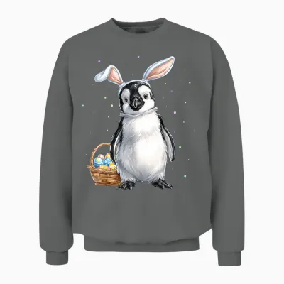 Pinguin Vogel Ostern Haseneier Hasenohren Niedlich Unisex Sweatshirt - Graphite Heather