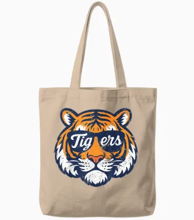 Vintage Tiger Wearing Sunglasses Retro Graphic Tee Tiger Tote Bags - Natural