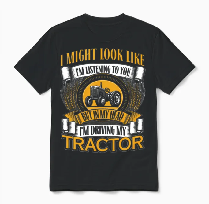 Driving My Tractor - Farm & Country Unisex T-Shirt in Black