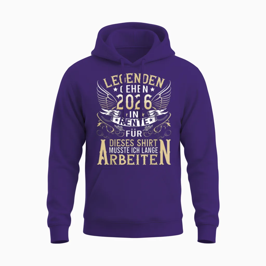 Legendary Pensioners Sayings Retirement 2026 Permanent Holiday Retirement Unisex Hoodie in Purple
