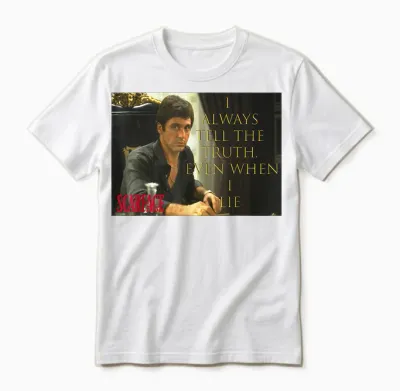 Scarface Tony Montana I Always Tell the Truth T-Shirt, Black, S Unisex T-Shirt - White