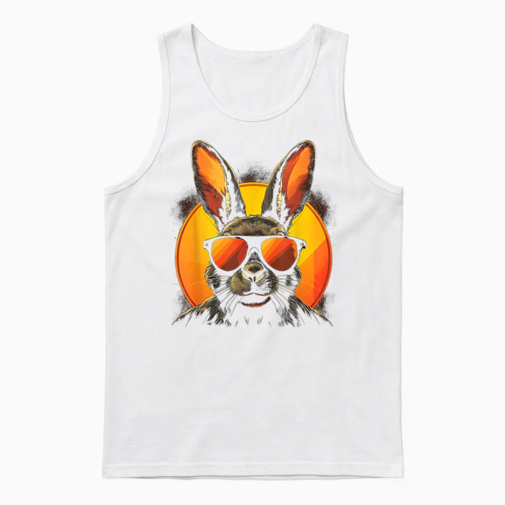 Cooler Haase Bunny Mit Sonnenbrille Ostern Unisex Tank Top in White