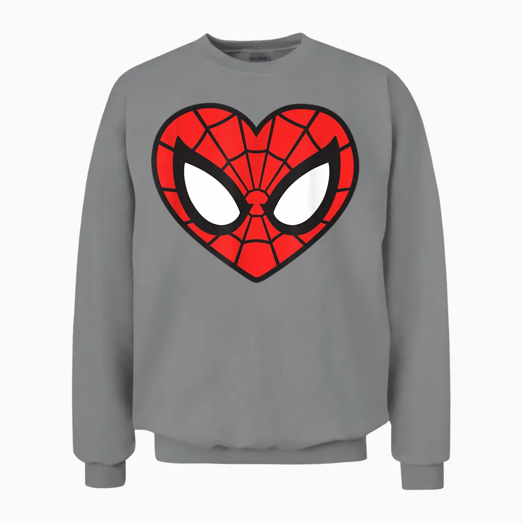 Marvel Spider-Man Modern Heart Mask Logo Unisex Sweatshirt in Sport Grey