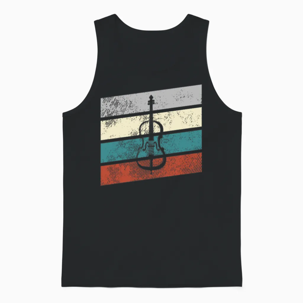 Violin Retro Unisex Tank Top in Black