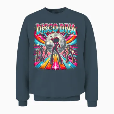 Ball Disco Diva Queen, 70s Retro Vintage Dancing T-Shirt, Black, S Unisex Sweatshirt - Dark Heather