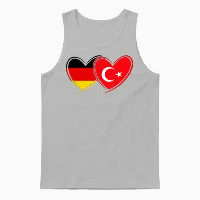 Deutsche Türkische Herz Flagge Deutschland Türkei Unisex Tank Top - Ash
