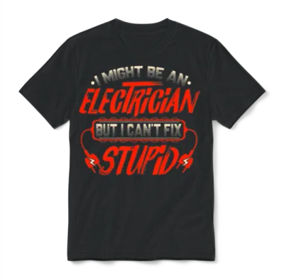 Funny Electrician Unisex T-Shirt - Black