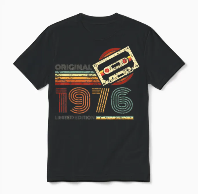 Vintage 1976 Retro Birthday Shirt 50th Birthday Unisex T-Shirt in Black
