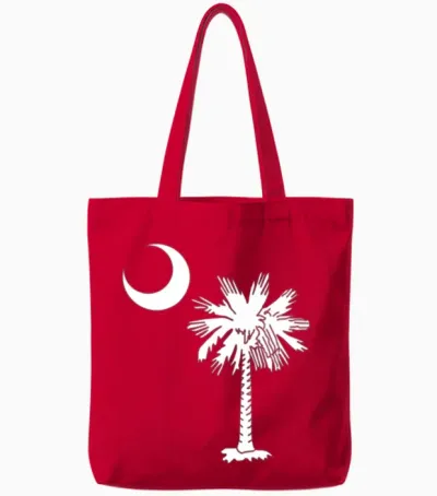 South Carolina State Flag Palmetto Tree Crescent M Tote Bags - Red