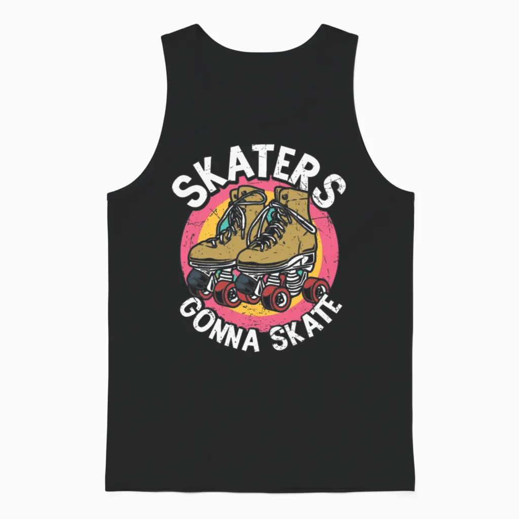 Skaters Gonna Skate Retro Unisex Tank Top in Black