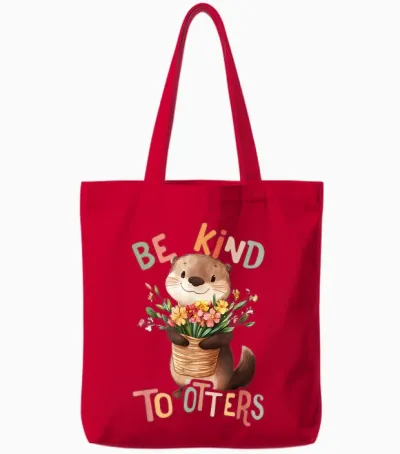 Baby Otter Mit Blumen Sei Nett Otters Mädchen Tochter Sohn Tote Bags - Red