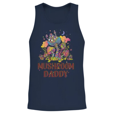 Retro Mushroom Daddy Unisex Tank Top - Navy