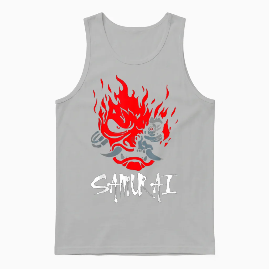 Dämon Oni Noh Maske ästhetik Japanische Grafiken Samurai Unisex Tank Top in Ash