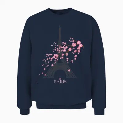 Paris Eiffel Tower Sign of Love France Maison Parisienne Unisex Sweatshirt - Navy