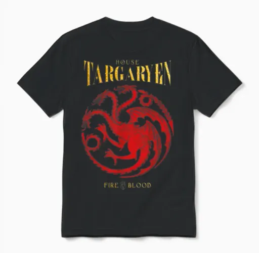 Game of Thrones House Targaryen Fire & Blood Unisex T-Shirt in Black