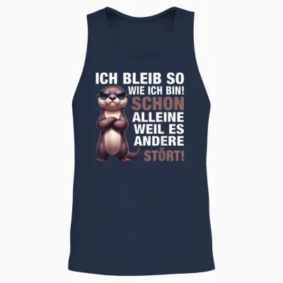 T-Shirt with German Text "ich Bleib So Wie Ich Bin [german Language] [german, Black Unisex Tank Top - Navy