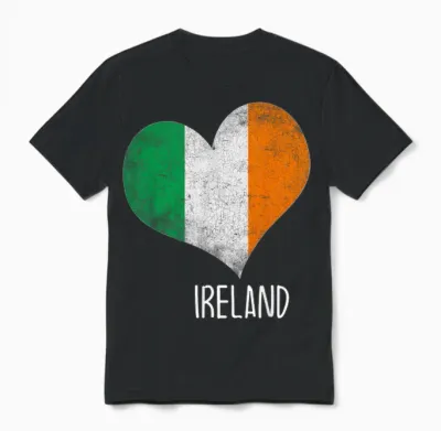Drapeau Irlandais Mignon Cœur Patriotique Irlandais Fierté Filles Maman Enfants Unisex T-Shirt - Black