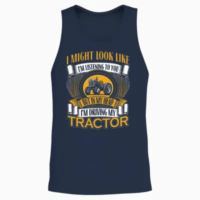 Driving My Tractor Unisex Tank Top - Navy