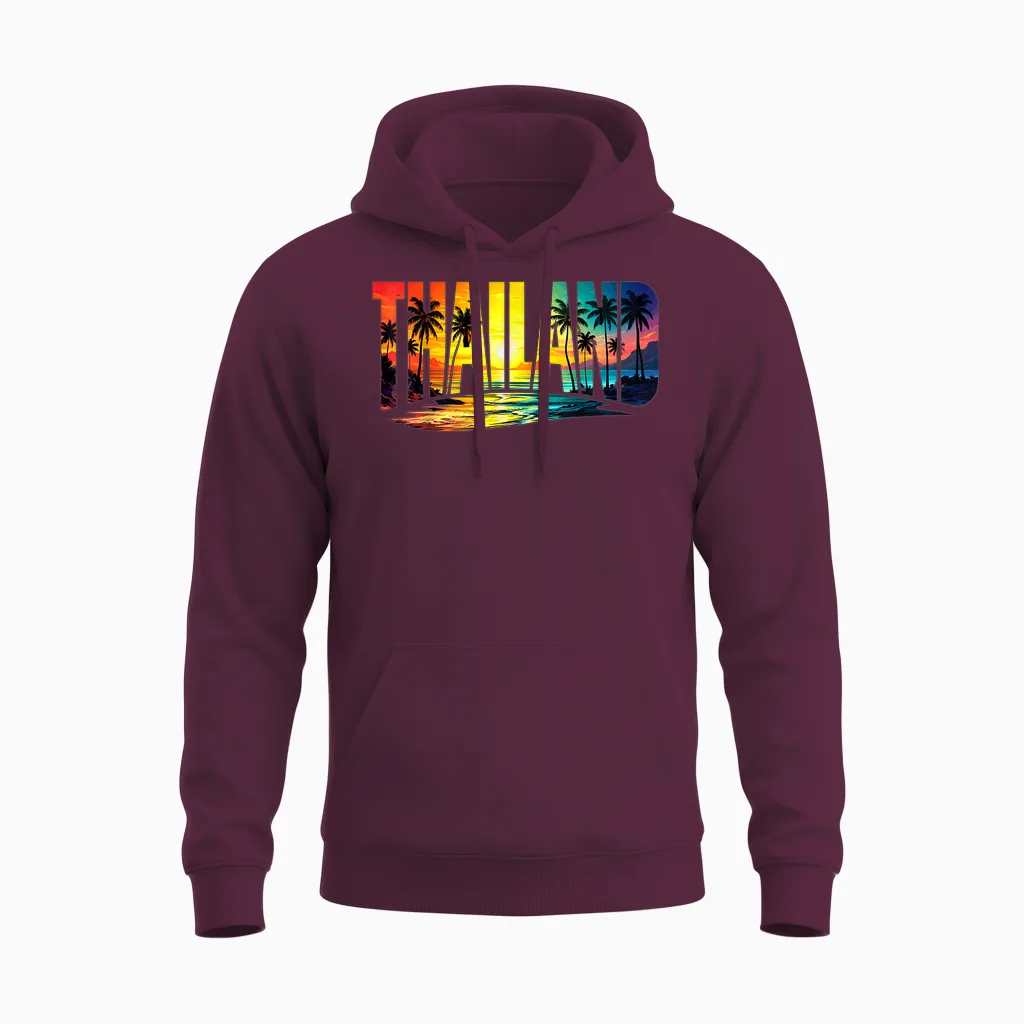 Thaïlande Souvenirs De Vacances Vintage Unisex Hoodie in Maroon
