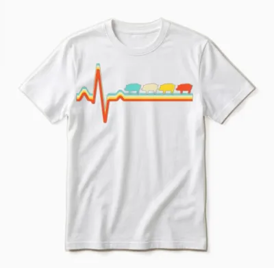 Pig Retro Heartbeat Unisex T-Shirt - White
