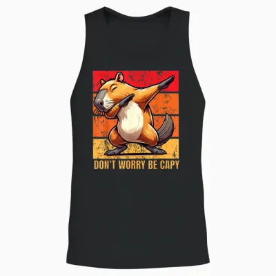 Don't Worry Be Capy Dabbing Capybara Lover Men Boys Kids Woman Unisex Tank Top - Black