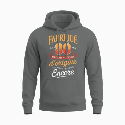 Fabriqué Il Y a 80 Ans Vintage 80 Ans Anniversaire Blague Unisex Hoodie - Graphite Heather