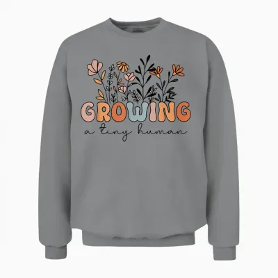 Growing a Tiny Human, Flowers Annonce Drôle De Bébé Unisex Sweatshirt - Sport Grey