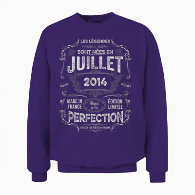 Les Légendes Sont Nées En Juillet 2014 12e Anniversaire Unisex Sweatshirt - Purple